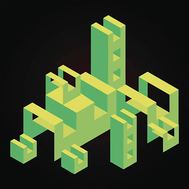 Vector illustration of Isometric abstract structure