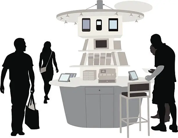 Vector illustration of Electronic Kiosk Vector Silhouette