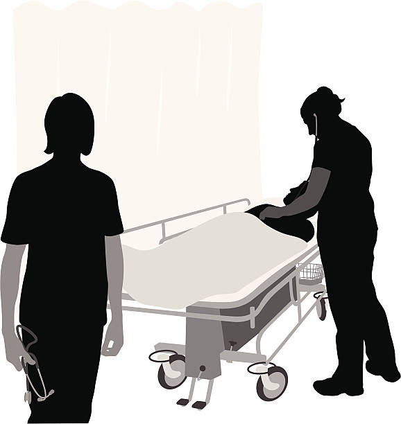 patientexam - doctor silhouette healthcare and medicine patient点のイラスト素材／クリップアート素材／マンガ素材／アイコン素材