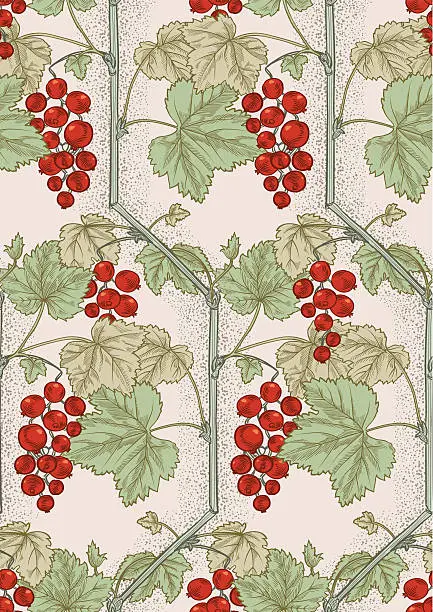 Vector illustration of Red currant seamless pattern