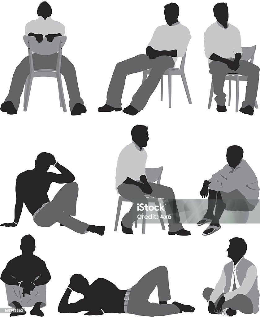 男に座るのポーズ - 寄りかかるのロイヤリティフリーベクトルアート
