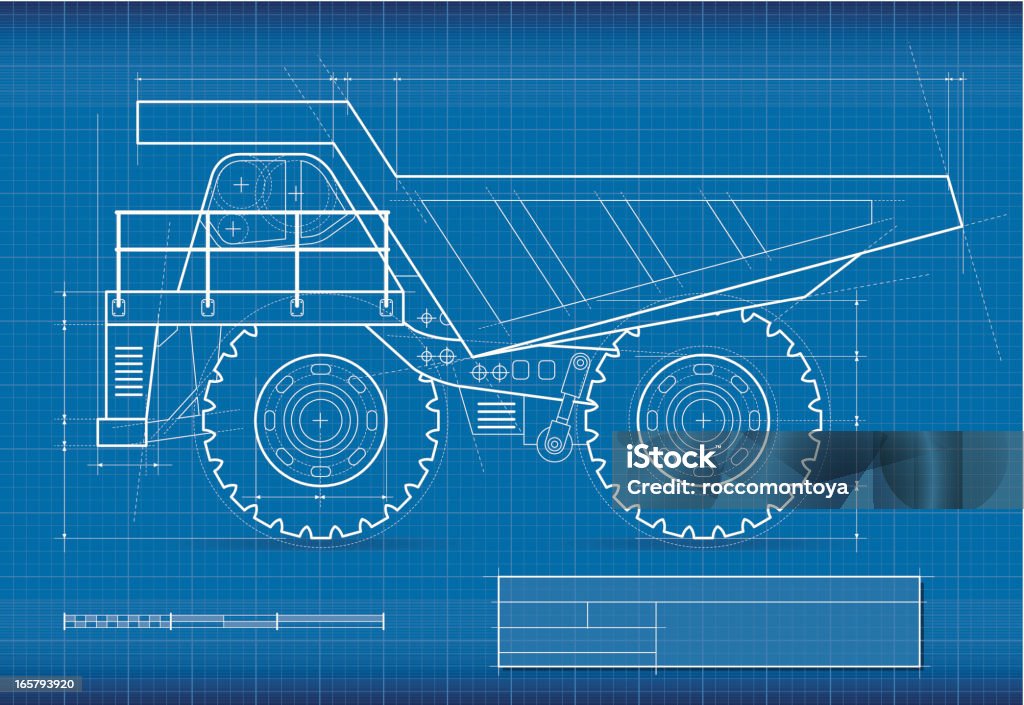 Blueprint, mining truck Blueprint mining truck, made in Adobe Illustrator (vector). Mining - Natural Resources stock vector