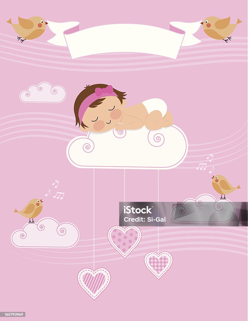 Anúncio bebê Menina nascimento - Royalty-free Bebé arte vetorial