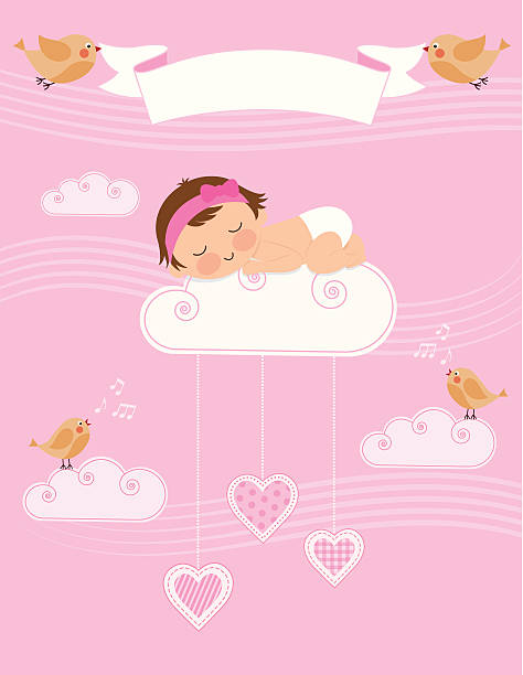 Baby Girl Birth Announcement Birth announcement for baby girl Babies Only stock illustrations