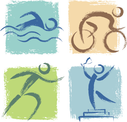 Hand drawn style Triathlon Icons. Zip contains AI and hi-res Jpeg.