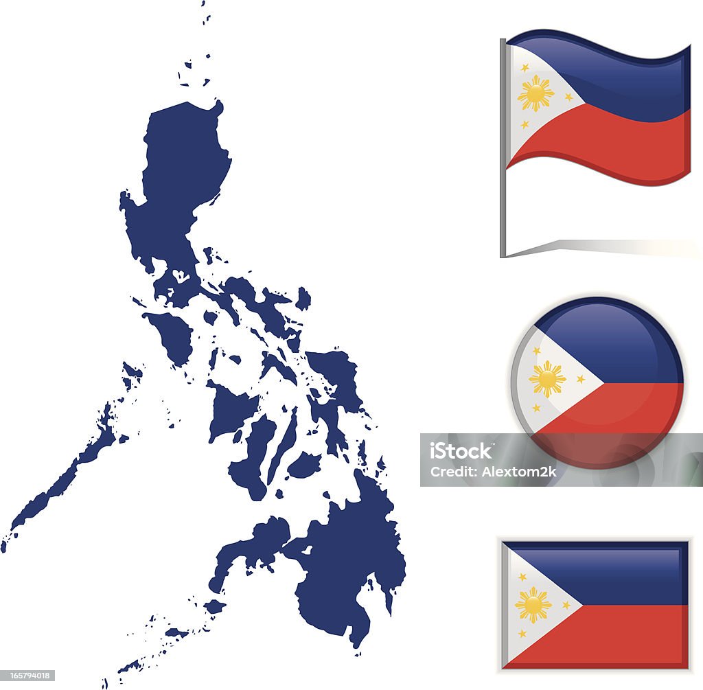 Filippine mappa & bandiera - arte vettoriale royalty-free di Bandiera