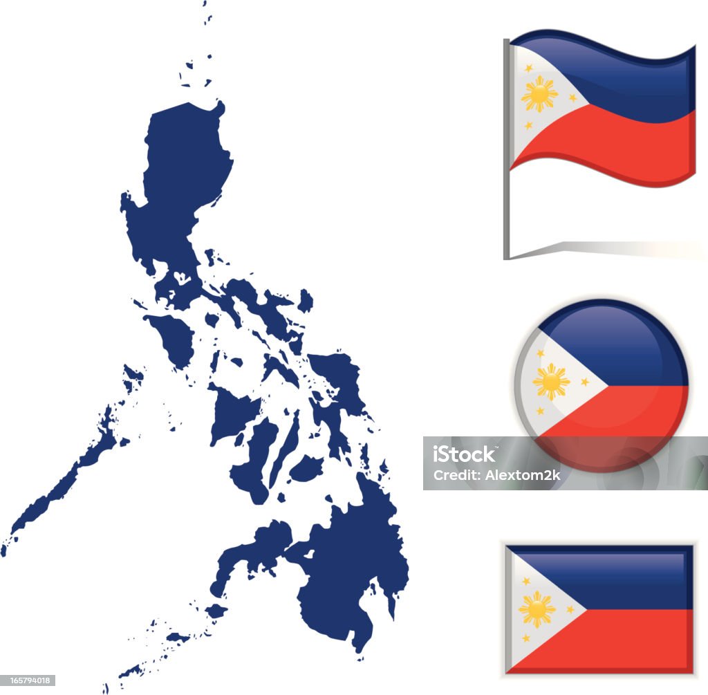 Mapa de Bandeira das Filipinas & - Royalty-free Bandeira arte vetorial