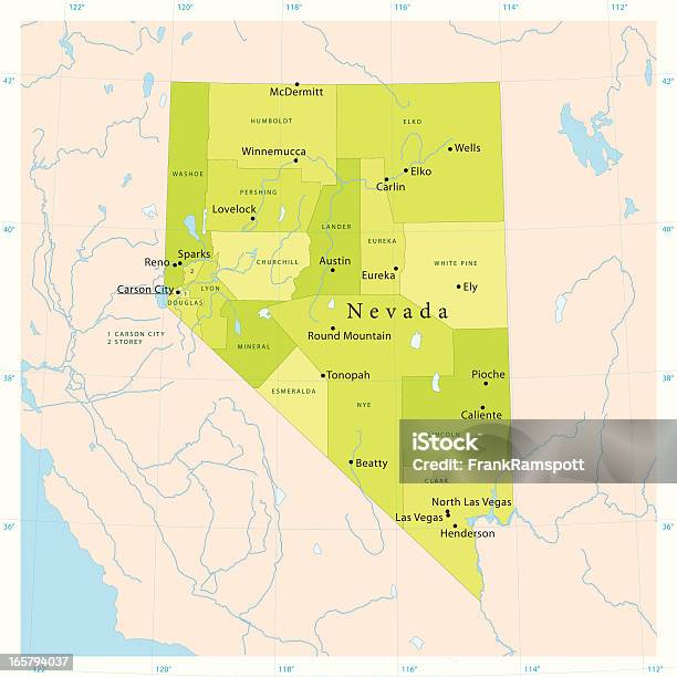 Nevada Illustration Carte Vecteurs libres de droits et plus d'images vectorielles de Nevada - Nevada, Carte, Lac Tahoe