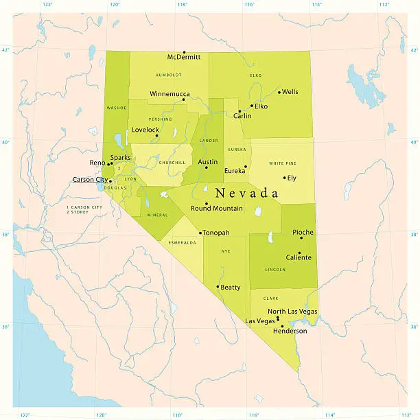 Vector illustration of Nevada Vector Map