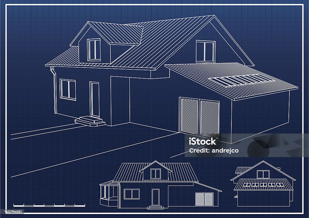 Maison de Plan d'architecte - clipart vectoriel de Plan d'architecte libre de droits