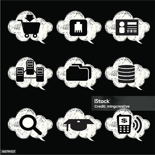 Tecnologia Di Cloud Computing Set Di Icone - Immagini vettoriali stock e altre immagini di Affari - Affari, Applicazione mobile, Arte, Cultura e Spettacolo