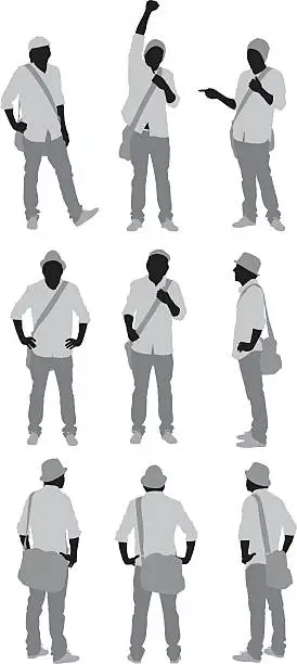 Vector illustration of Multiple images of a man standing