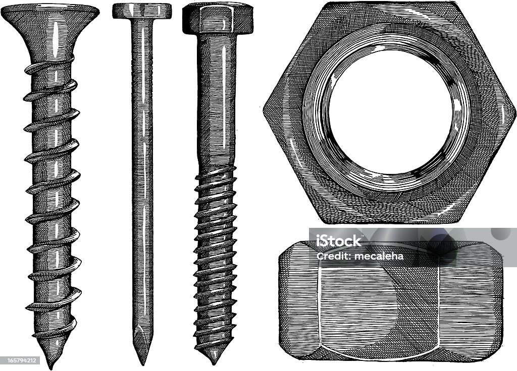 Schrauben und Nüssen - Lizenzfrei Schraube Vektorgrafik