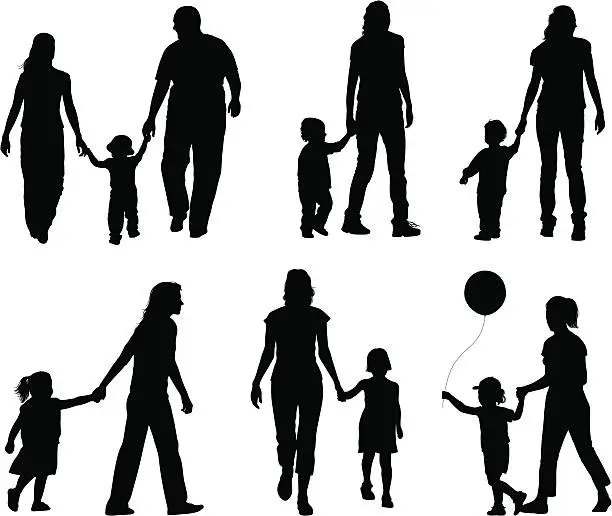 Vector illustration of Family Holding Hands