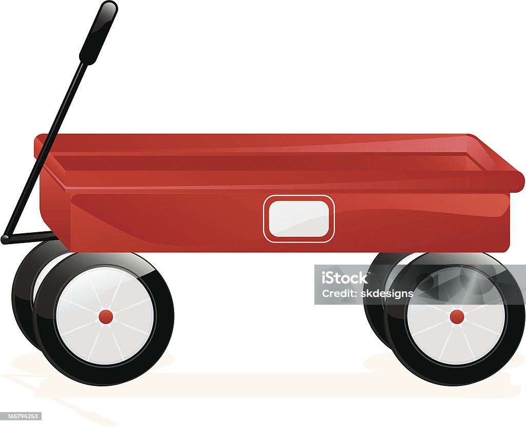 Classico rosso isolato 3D Wagon - arte vettoriale royalty-free di Carrello giocattolo