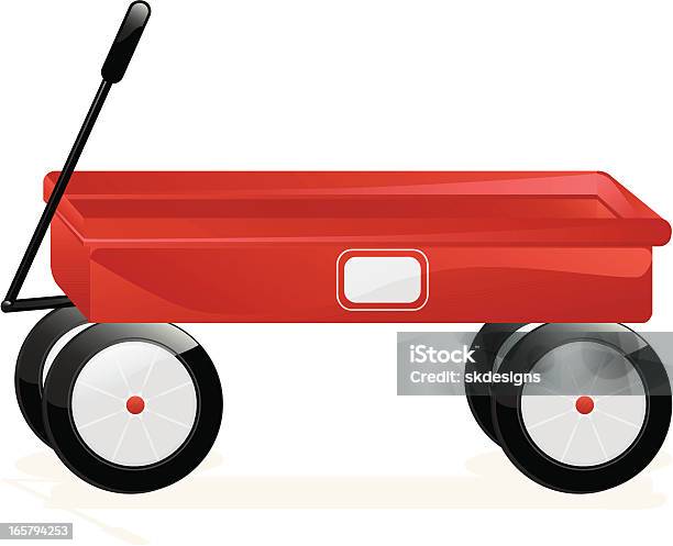 Classico Rosso Isolato 3d Wagon - Immagini vettoriali stock e altre immagini di Carrello giocattolo - Carrello giocattolo, Antico - Vecchio stile, Bianco