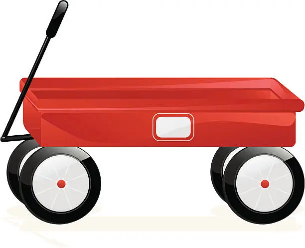 Vector illustration of Isolated Classic 3D Red Wagon