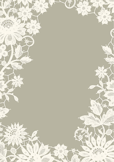weißer spitze frame. - lace white pattern flower stock-grafiken, -clipart, -cartoons und -symbole