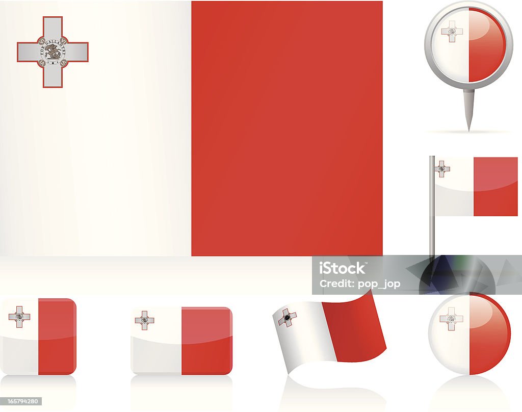 Banderas de Malta-grupo de iconos - arte vectorial de Bandera libre de derechos