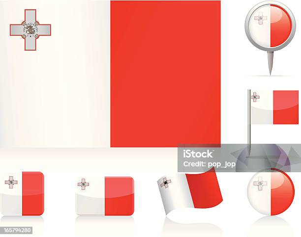 Pavilhão De Maltaconjunto De Ícones - Arte vetorial de stock e mais imagens de Bandeira - Bandeira, Bandeira Nacional, Bandeira de Malta
