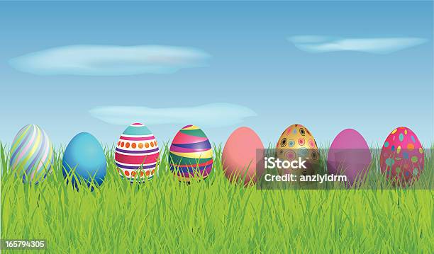 Ilustración de Huevos De Pascua y más Vectores Libres de Derechos de Hierba - Pasto - Hierba - Pasto, Pascua, Aire libre