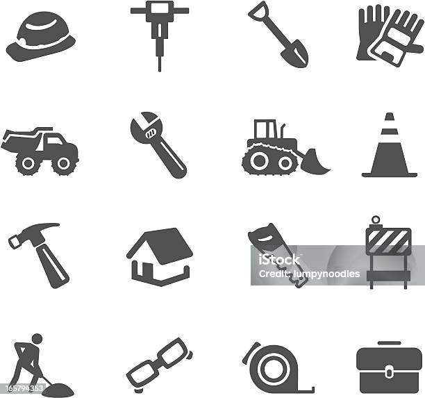 Símbolos De Construção - Arte vetorial de stock e mais imagens de Símbolo de ícone - Símbolo de ícone, Cor preta, Indústria de construção