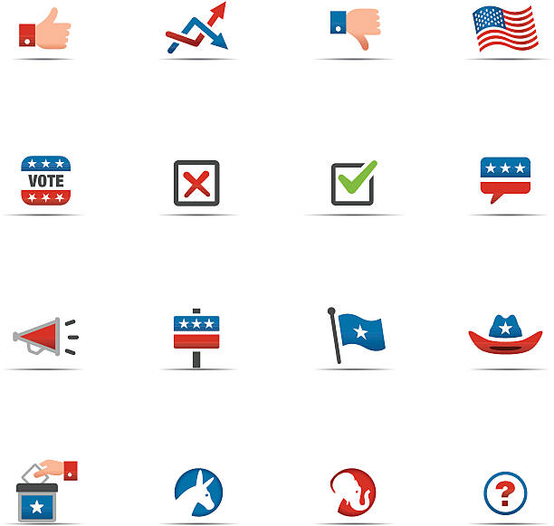 Icon Set, Politics Color Icon Set, Politics things on white background, made in adobe Illustrator (vector) republican national convention stock illustrations