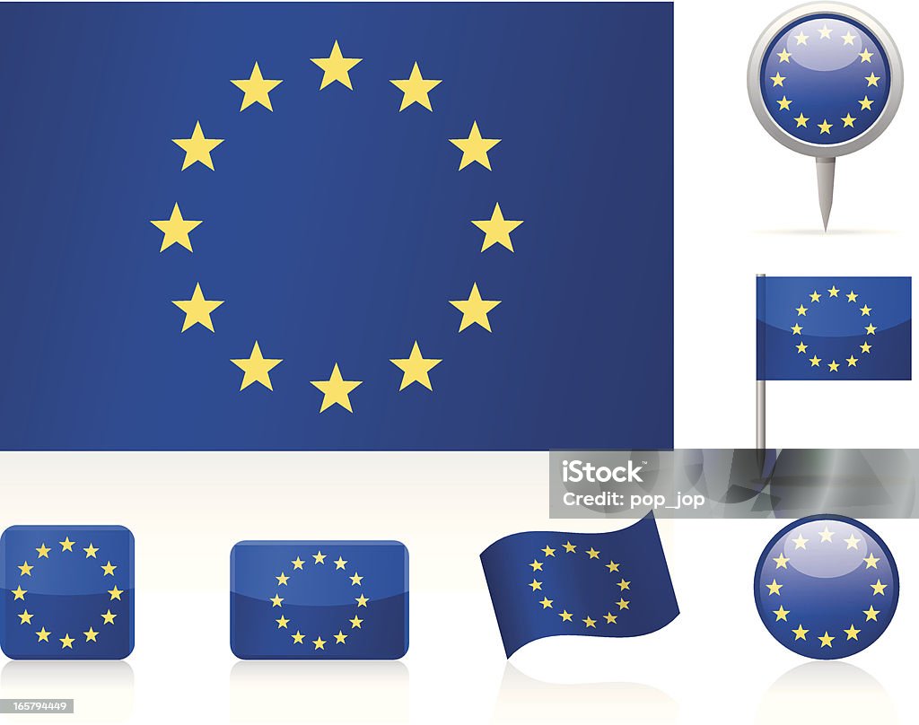 Drapeaux de l'Union européenne-icon set - clipart vectoriel de Brillant libre de droits