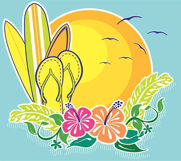 Vector illustration of Surf Holidays Emblem