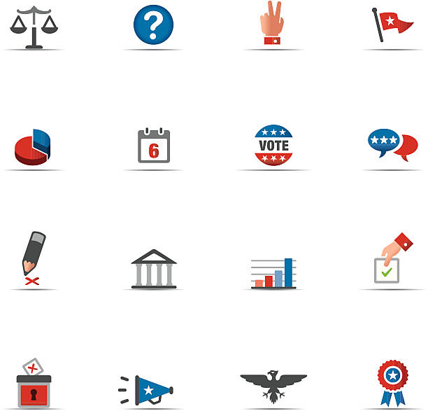 Icon Set, Politics Color Icon Set, Politics things on white background, made in adobe Illustrator (vector) republican national convention stock illustrations