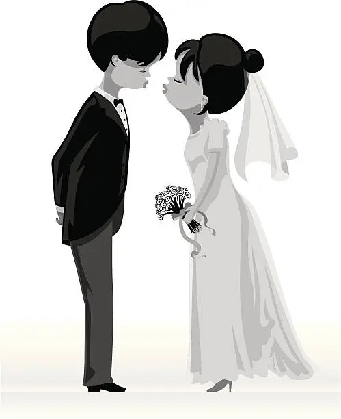 Vector illustration of Cute Wedding Couple