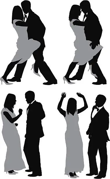 Vector illustration of Multiple images of a couple dancing