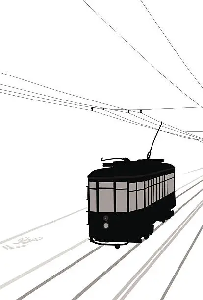 Vector illustration of Streetcar Vector Silhouette