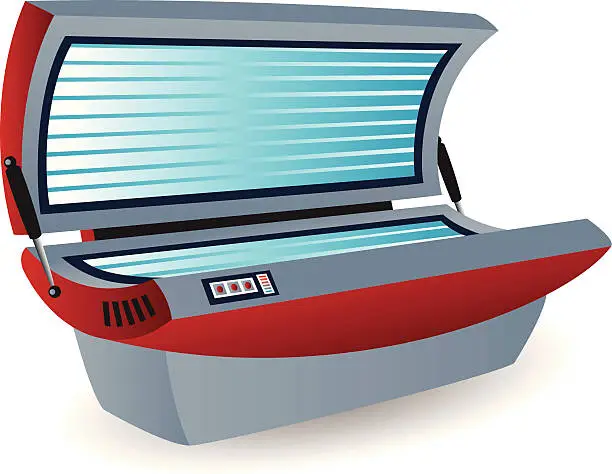 Vector illustration of A LED tanning bed in red and silver