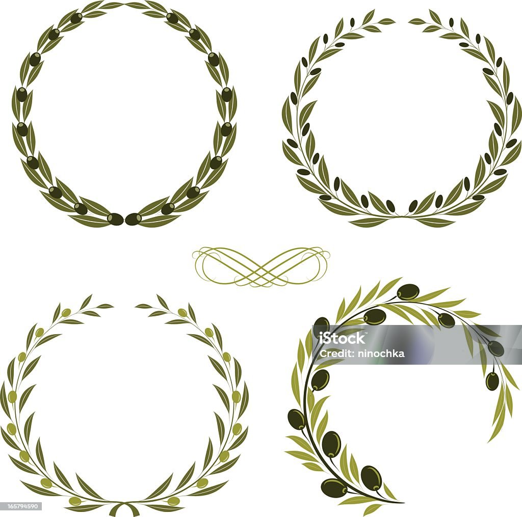 olive wreaths - arte vectorial de Olivo libre de derechos