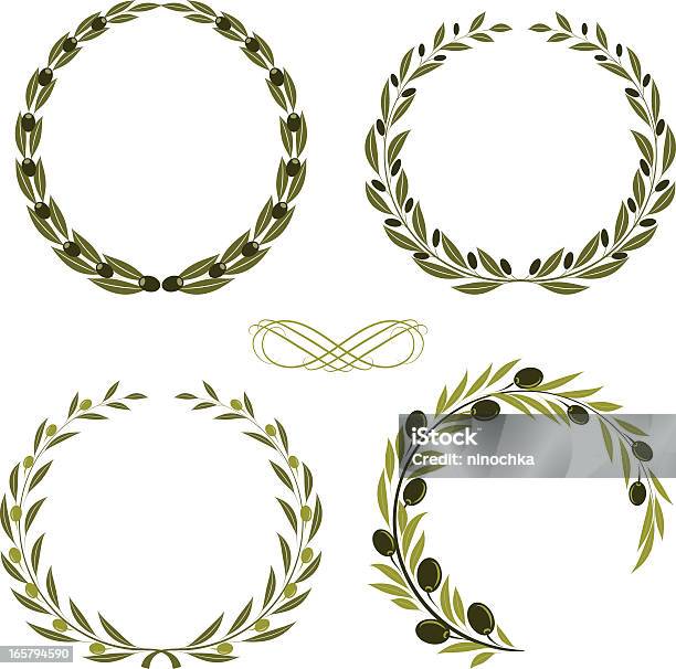 Ilustración de Olive Wreaths y más Vectores Libres de Derechos de Olivo - Olivo, Corona - Arreglo floral, Corona - Accesorio de cabeza