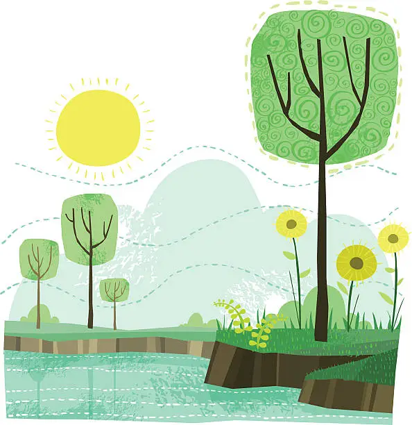 Vector illustration of Pretty Pond