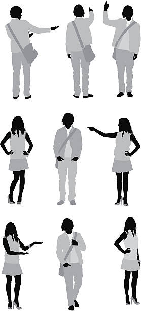 ilustraciones, imágenes clip art, dibujos animados e iconos de stock de silueta de personas que en diferentes poses - human hand white background men studio shot