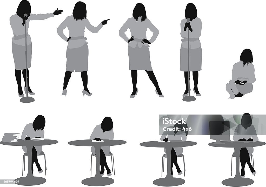 Mehrere Bilder von einer Frau in verschiedenen Posen - Lizenzfrei Eine Frau allein Vektorgrafik