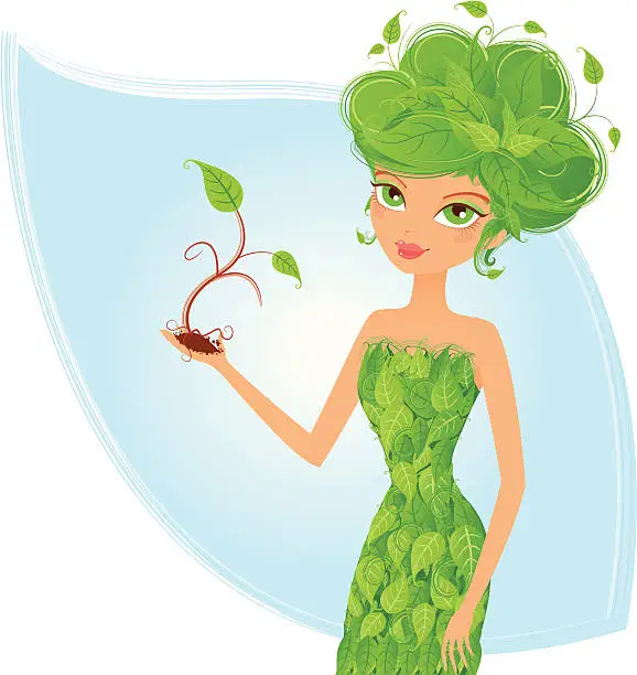 Vector illustration of Green Girl