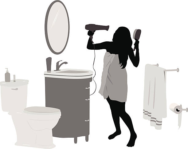 Beautiful Vector Silhouette A-Digit bathroom silhouettes stock illustrations