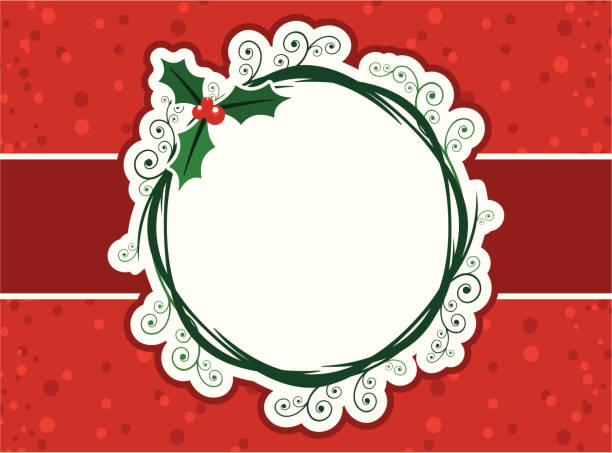 ilustrações de stock, clip art, desenhos animados e ícones de rótulo de natal - christmas holly frame ivy