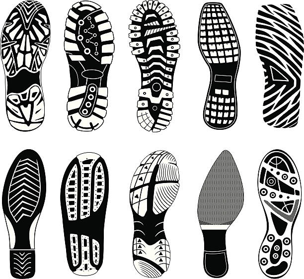 buty ścieżki - shoe print stock illustrations