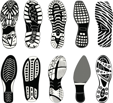 Collection of highly detailed foot prints: