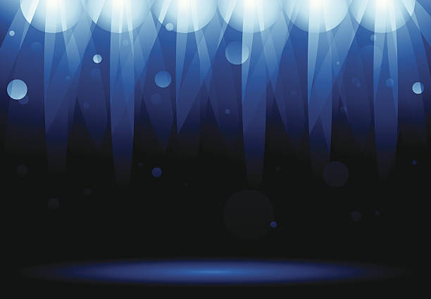 블루 무대 조명 - stage light spotlight spot lit light effect stock illustrations