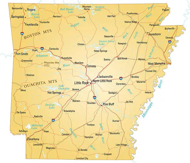 Vector illustration of Map of Arkansas
