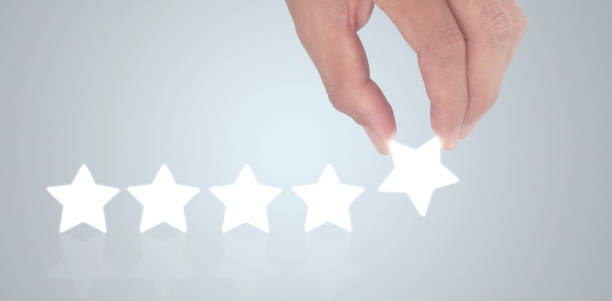 istock Rise on increasing five stars in  hand, Increase rating 1657947657
