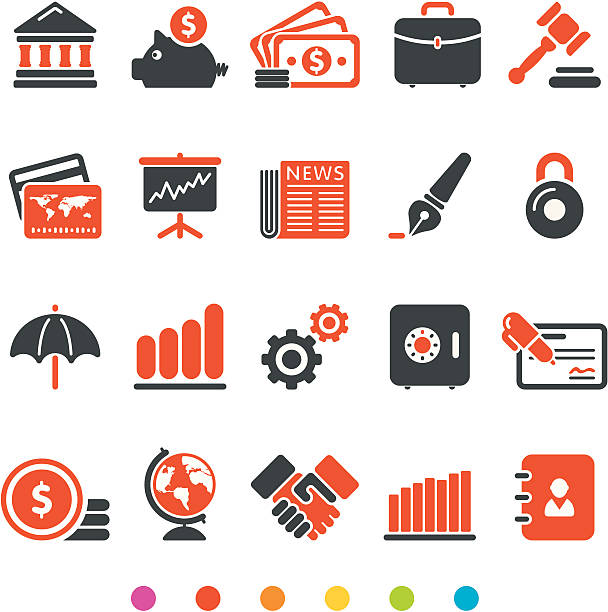 Financial and Business Icon Set vector art illustration