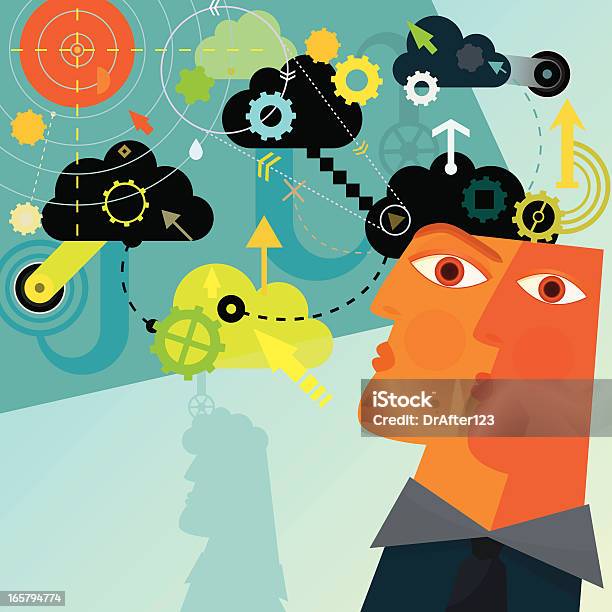 Goal Setting Stock Illustration - Download Image Now - Contemplation,  Cubism, Human Brain - iStock