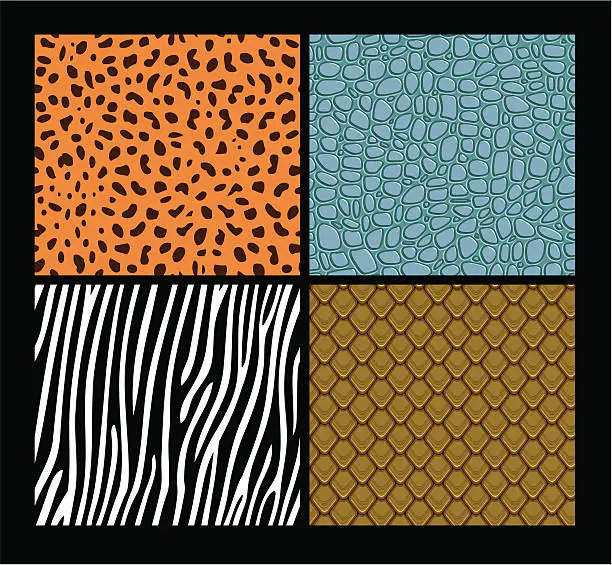 Vector illustration of Seamless exotic animals skin patterns